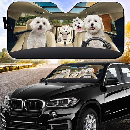 Petthouse | Cute Maltese Dog Sunshade Driving Car Auto Sunshade For Windshield Dog Mom Dog Dad Gifts