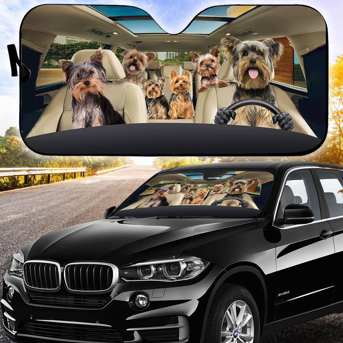 Petthouse | Yorkshire Terrier Car Sunshades Yorkie Sunshade Dog Car Accessories Auto Sunshade