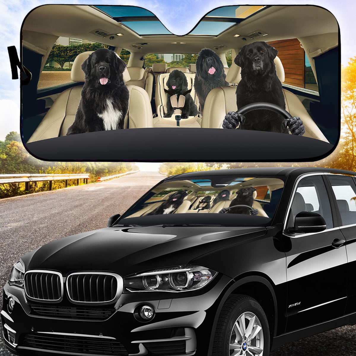 Petthouse | Newfoundland Dog Sunshade Auto Sunshade For Windshield Dog Addictions Car Accessories Gifts