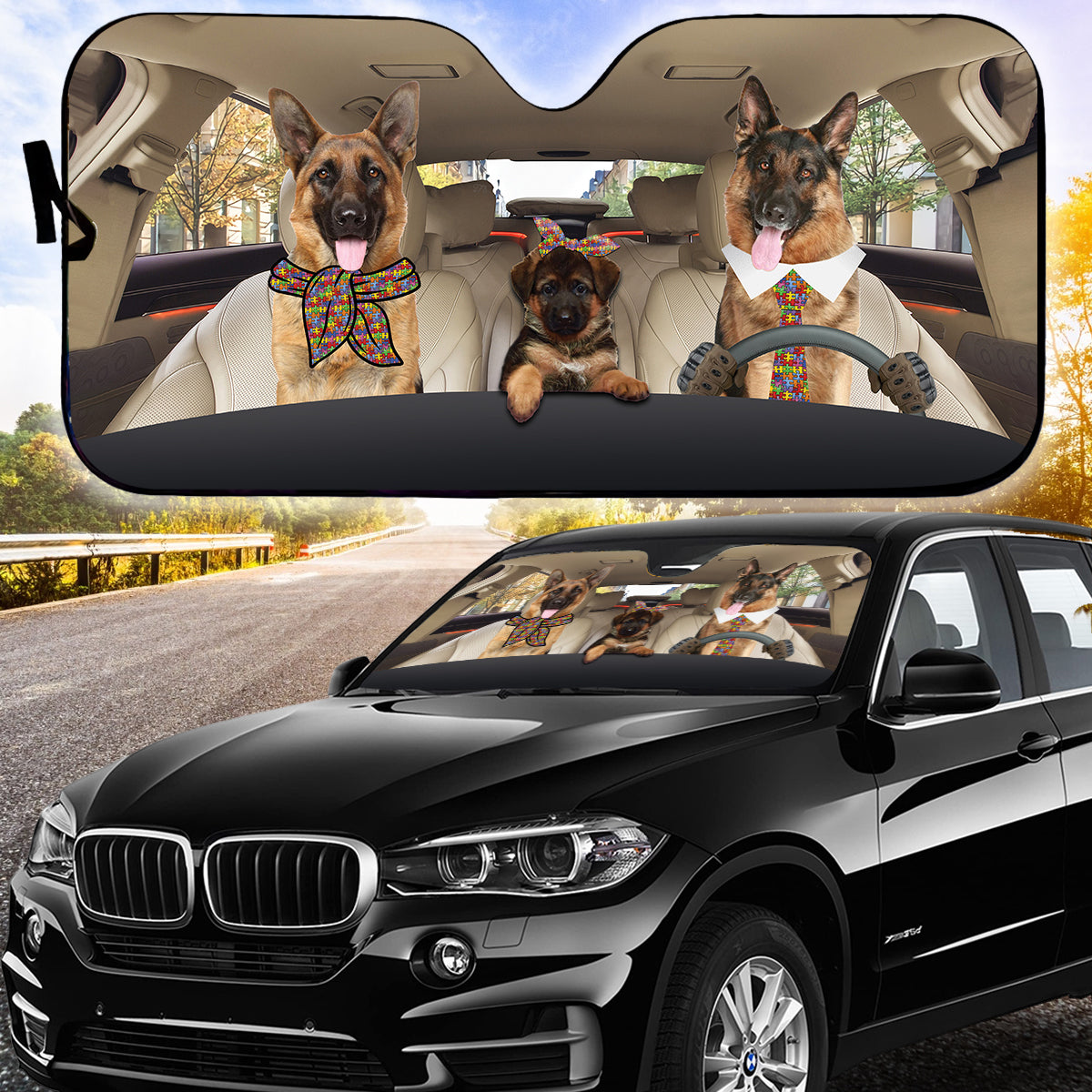 Petthouse | Autism Awareness Windshield Sun Shade German Shepherd Sun Shade Car Windshield Car Decor