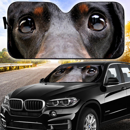 Petthouse | Dachshund Eyes Closeup Photo Dog Sunshade Wiener Funny Sun Visor For Car Windshield