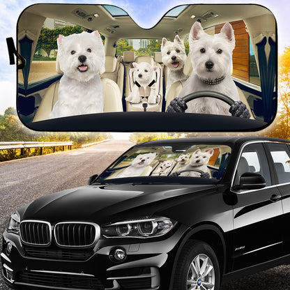 Petthouse | West Highland White Terrier Family Printed Auto Sunshade Anti Uv Puppies West Dog Owner Gift