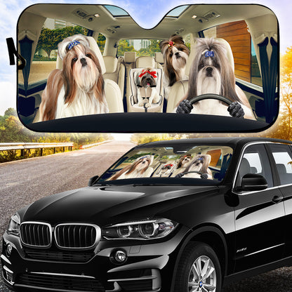 Petthouse | Long Coat Shih Tzu Sunshade Dog Car Accessories Car Sun Visors For Windshield Dog Lover Gift