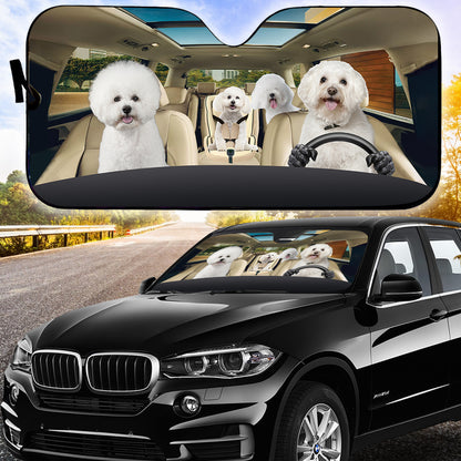 Petthouse | Bichon Frisé Sunshade Dog Car Accessories Dog Mom Dog Dad Dog Lover Auto Sunshade Windshield