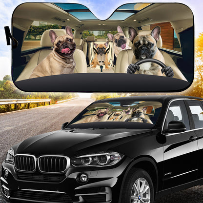 Petthouse | French Bulldog Sunshade Dog Frienchie Dog Mom Dog Dad Car Accessories Auto Sunshade Windshield