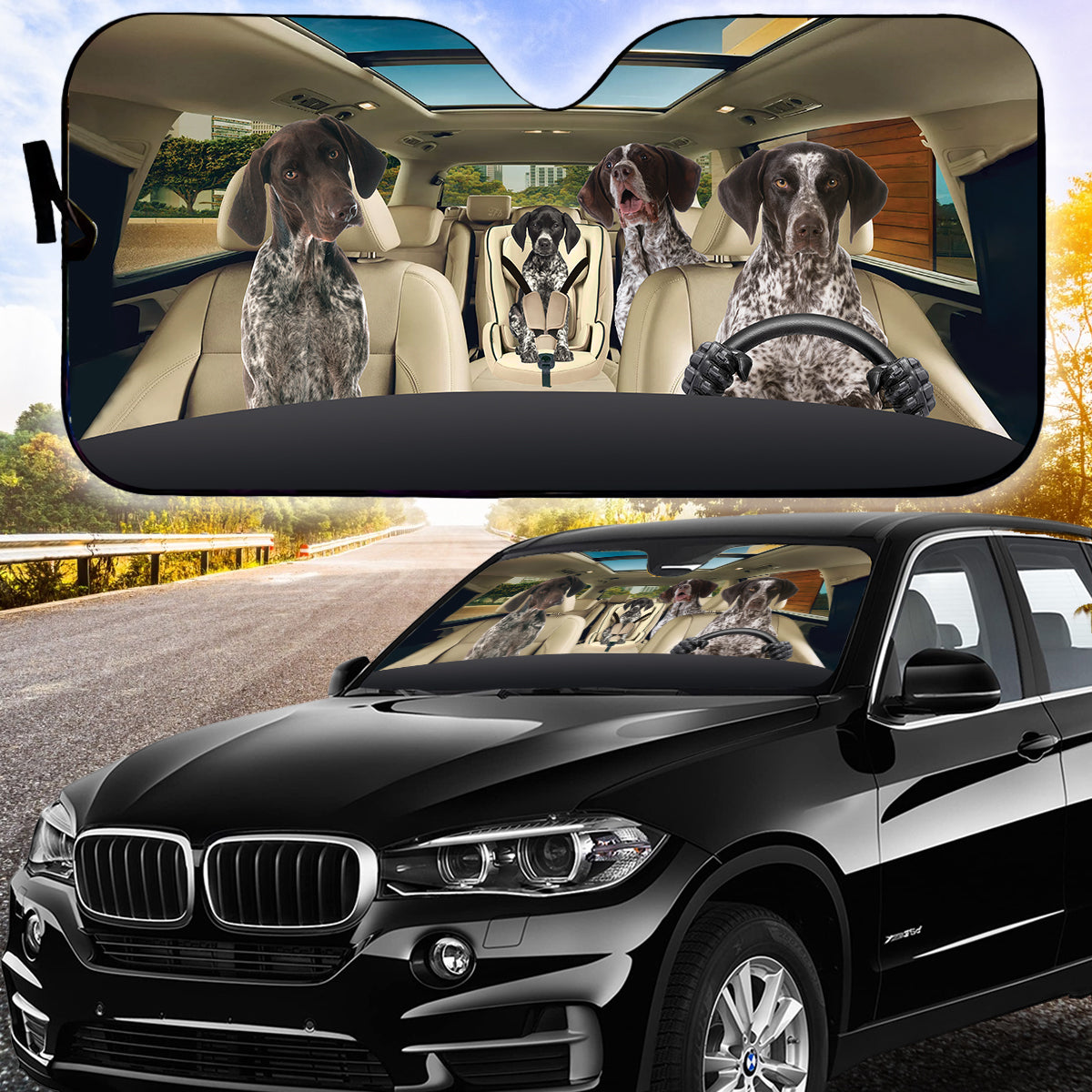 Petthouse | German Shorthaired Pointer Car Sunshades Dog Mom Dog Dad Car Sun Visors For Windshield Car Decor