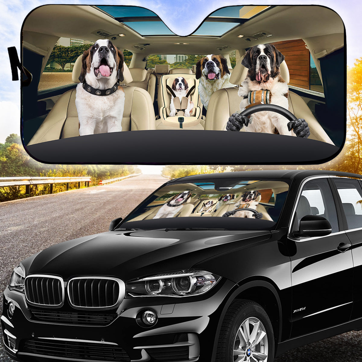 Petthouse | St. Bernard Sun Shade Car Accessories For Women Car Sun Visors For Windshield Women Dog Lover