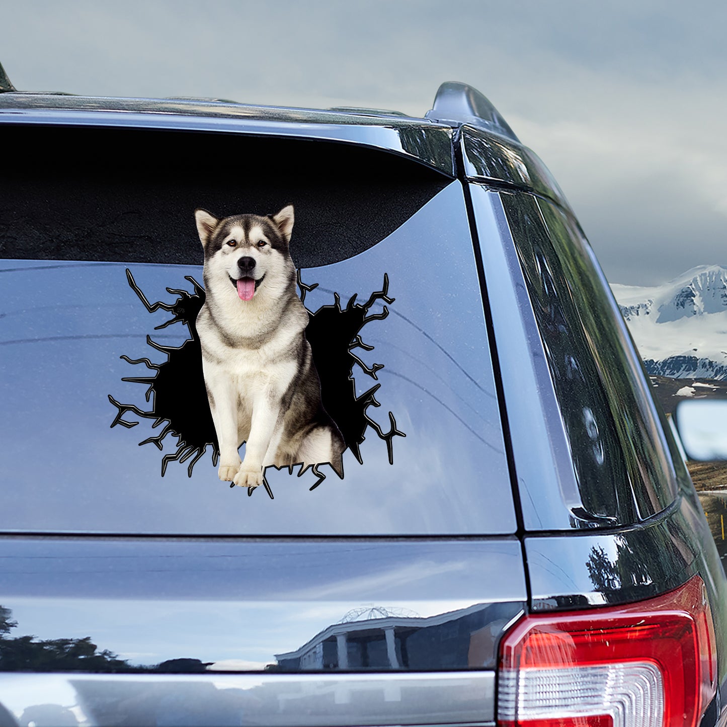 Petthouse | Alaskan Malamute Window Glass Broken Vinyl Decal Sticker Dog Car Truck Bumper Sticker Dog Mom