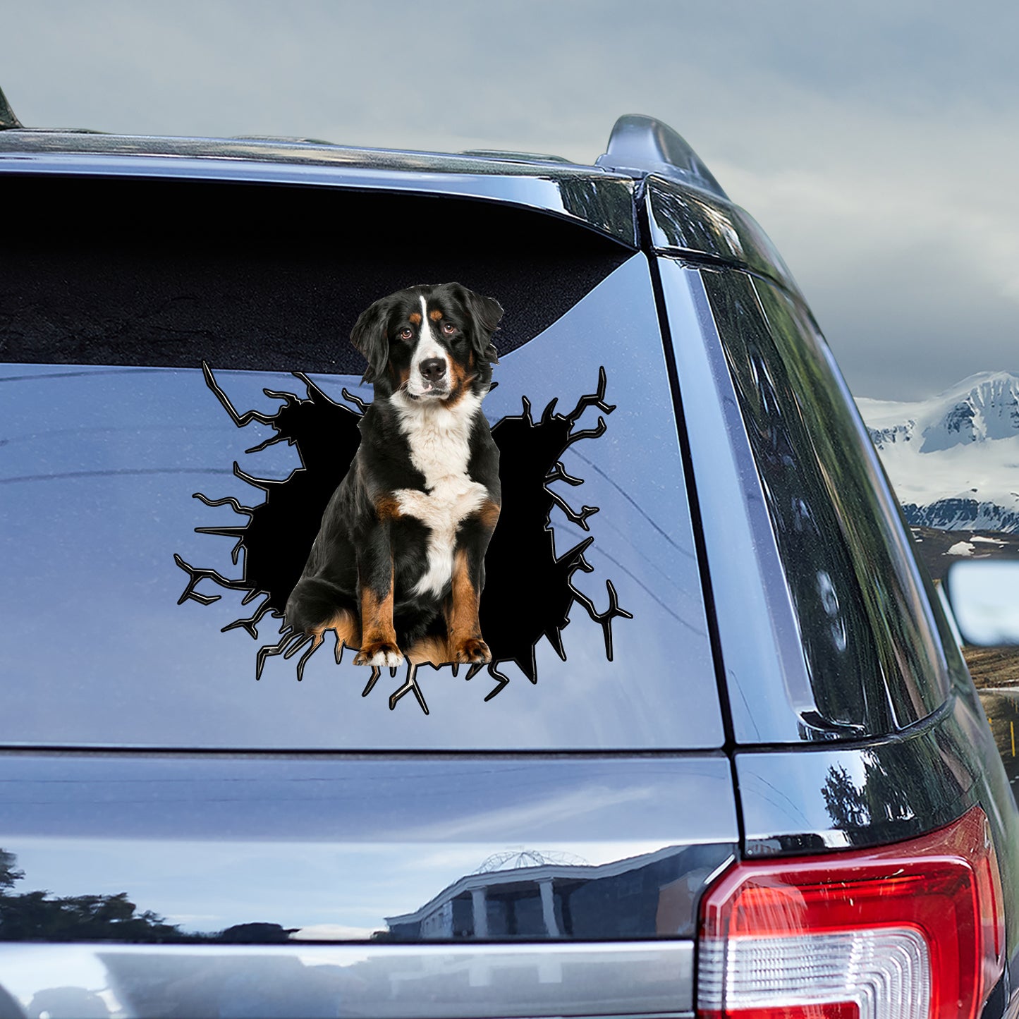 Petthouse | Bernese Mountain Crack Illusion Vinyl Sticker Dog Pet Paw Graphic Vinyl Decal For Dog Owners