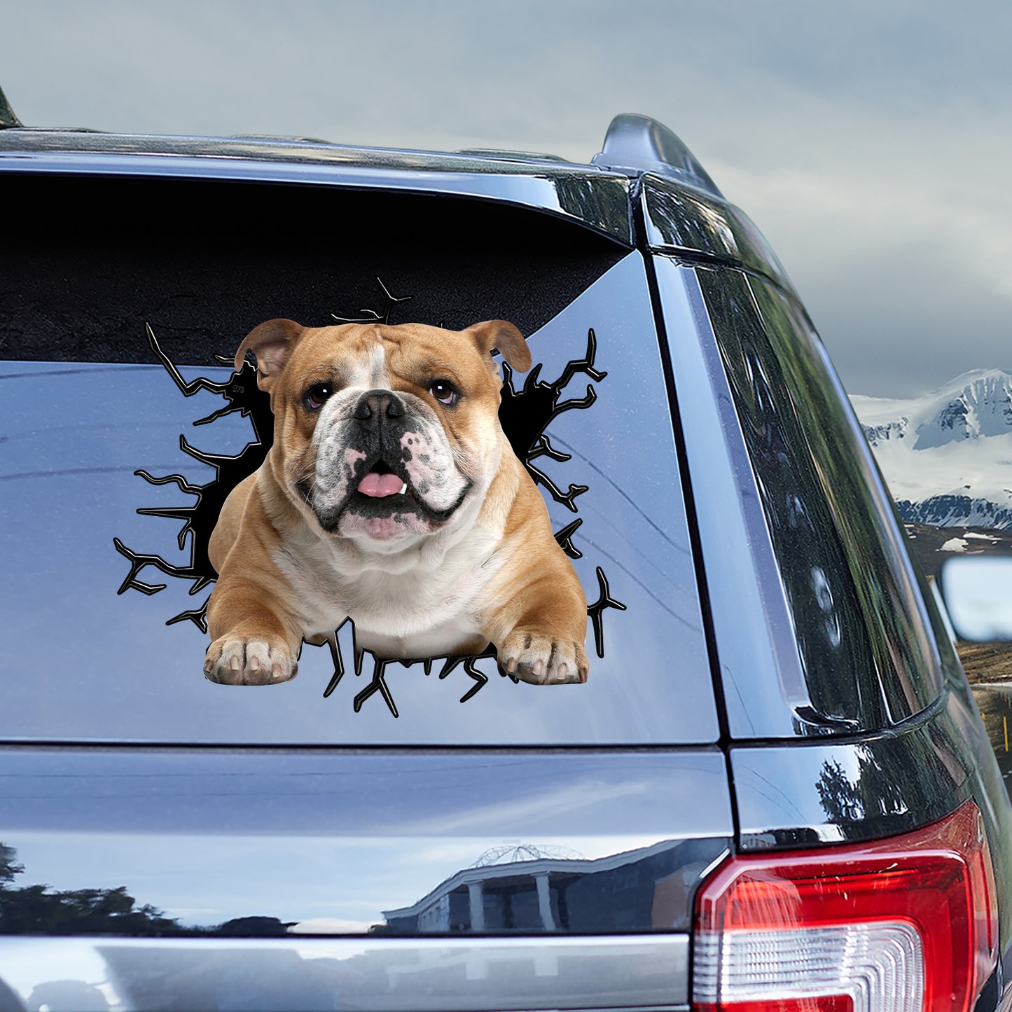 Petthouse | English Bulldog Punched Wall Car Window Sticker Dog Vinyl Sign Fun Car Decor For Dog Lovers