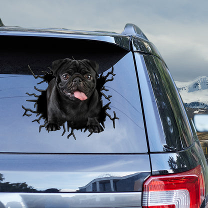 Petthouse | Black Pug Funny Design Long-lasting Vinyl Decal Pet Animal Car Window Sticker For Dog Lovers