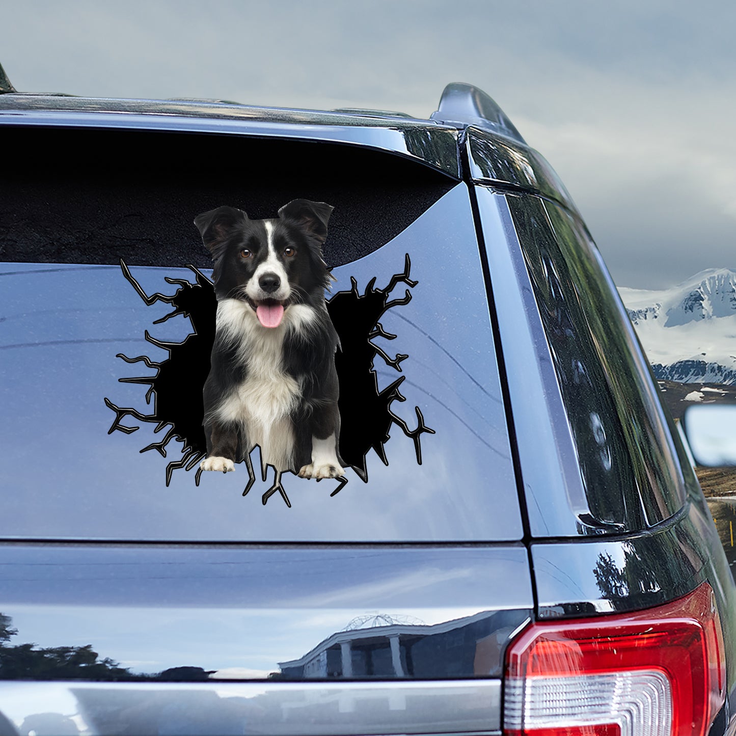 Petthouse | Border Collie Peeking Out Crack Decal Funny Window Car Sticker Dogs Animal Decor Car Truck