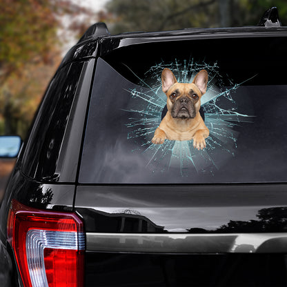 Petthouse | French Bulldog Photo Print Decal Dog Cracked Glass Car Sticker Fun Car Decor For Dog Mom Dad