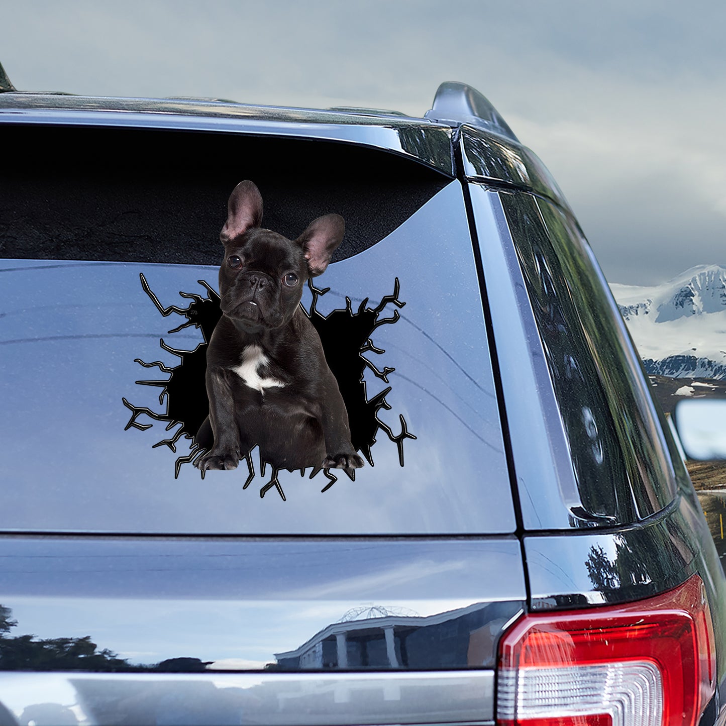 Petthouse | Black French Bulldog Puppy Stickers Dog Truck Sticker Decal Waterproof Car Window Crack Effect