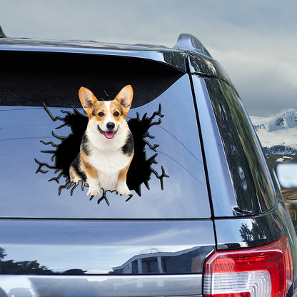 Petthouse | Corgi Glass Crack Funny Window Decal Dog Waterproof Sticker International Dog Day Car Accessory