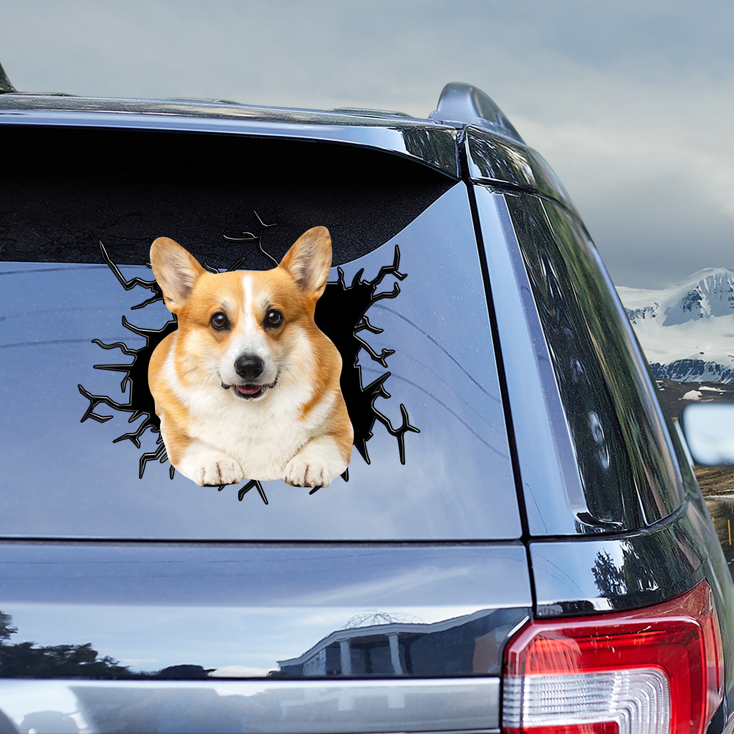 Petthouse | Pembroke Welsh Corgi Broken Glass Print Decal Dog Vinyl Car Window Sticker Dog Lover Gift Idea