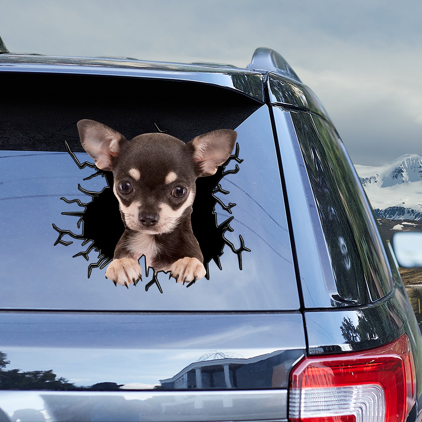 Petthouse | Chihuahua Puppy Weather-resistant Car Sticker Dog Punched Wall Printed Decal Fun Car Decor