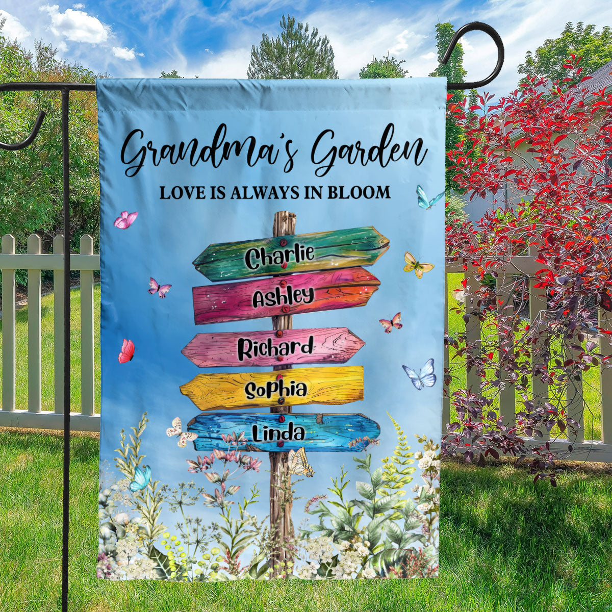 Petthouse | Personalized Grandma's Garden Flag, Grandma Flag House Decor, Grandma's Garden Flag Yard Sign, Gift For Grandma, Mom Garden Flag