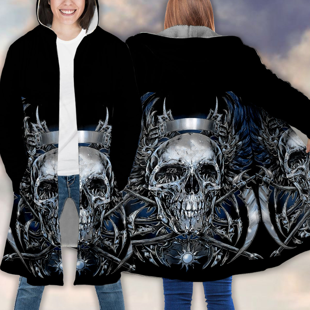 Petthouse | Skull Death Hooded Cloak Skull Death Scythe Hooded Cloak Horror Pattern Hooded Cloak Horror Style