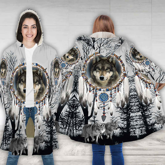 Petthouse | Wolf Fans Dreamcatcher Hooded Cloak, Wildlife Animal Forest Christmas Gift