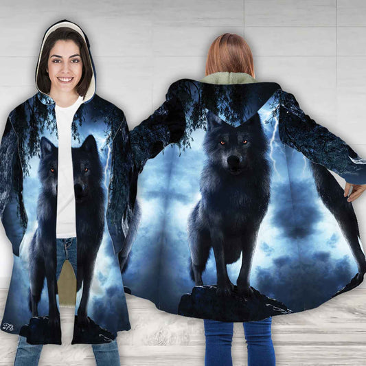 Petthouse | Beautiful Wolf Lovers Hooded Cloak, Wolf Wildlife Animal Night Lovers Christmas Gift