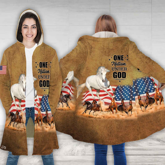Petthouse | One Nation Under God Cloak Horse Running Hooded Cloak America Horse Cloak Horse Lover Cloak