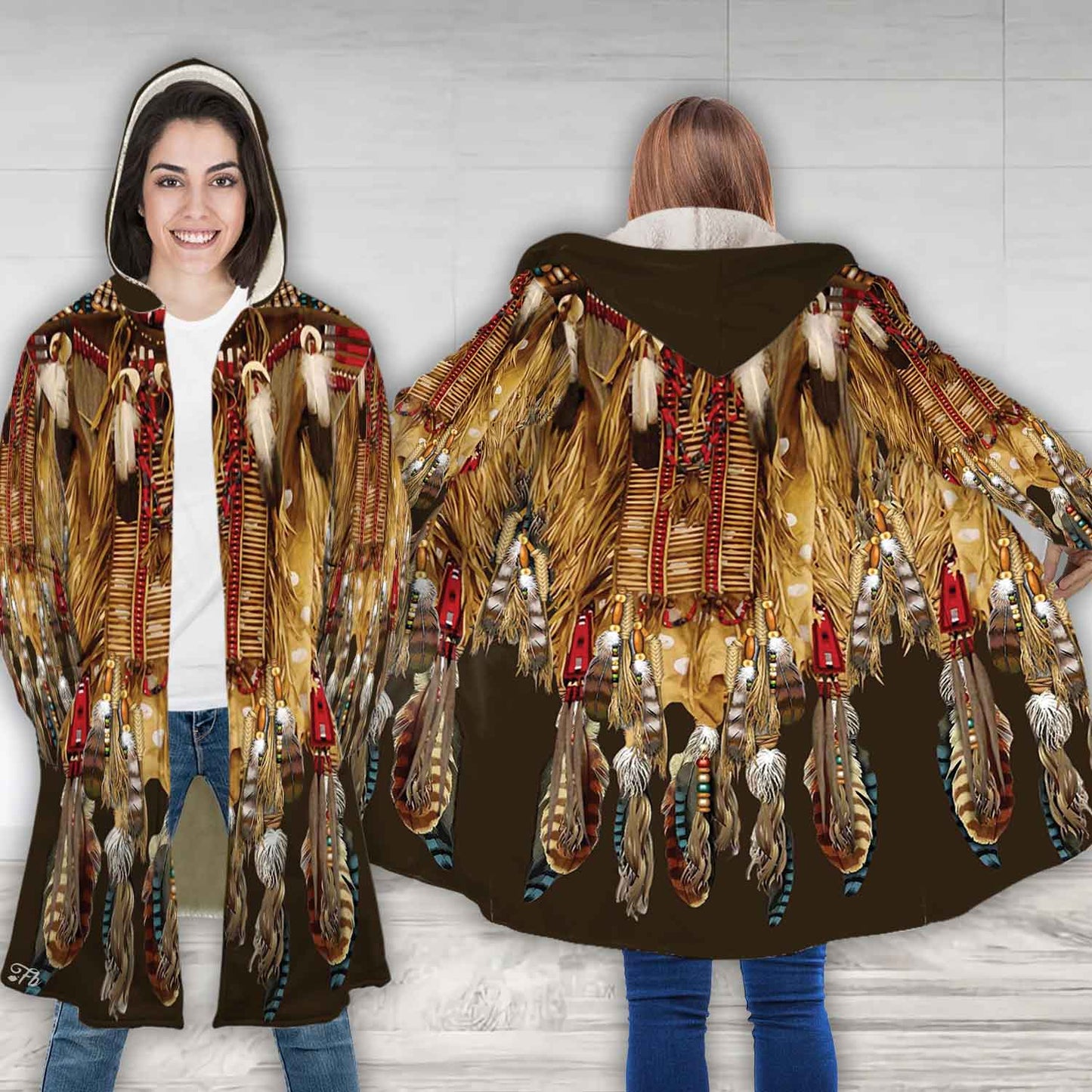 Petthouse | Indian Printed Hooded Cloak, Native American Printed Christmas Day Gift, Native Women Gift