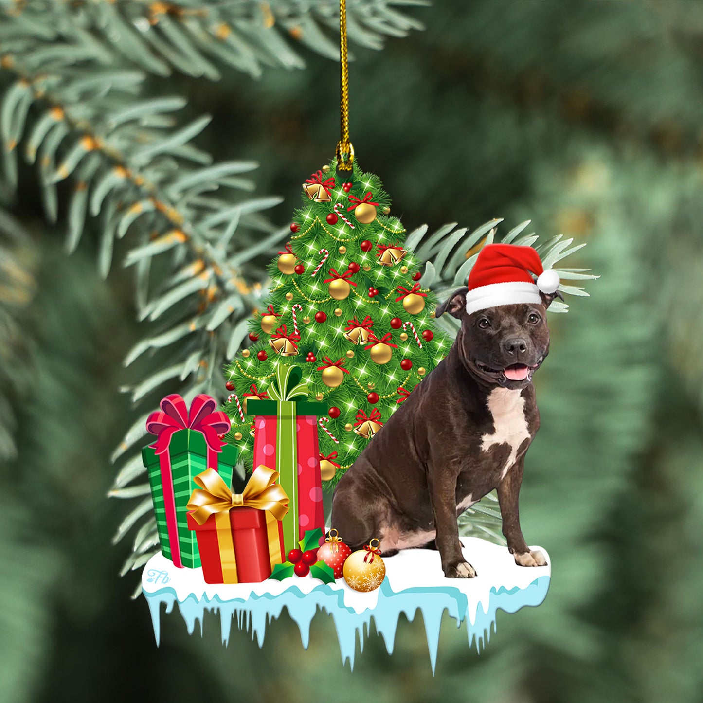 Petthouse | American Staffordshire Terrier Ornament, Dog Xmas Ornament, Staffordshire Terrier Dog