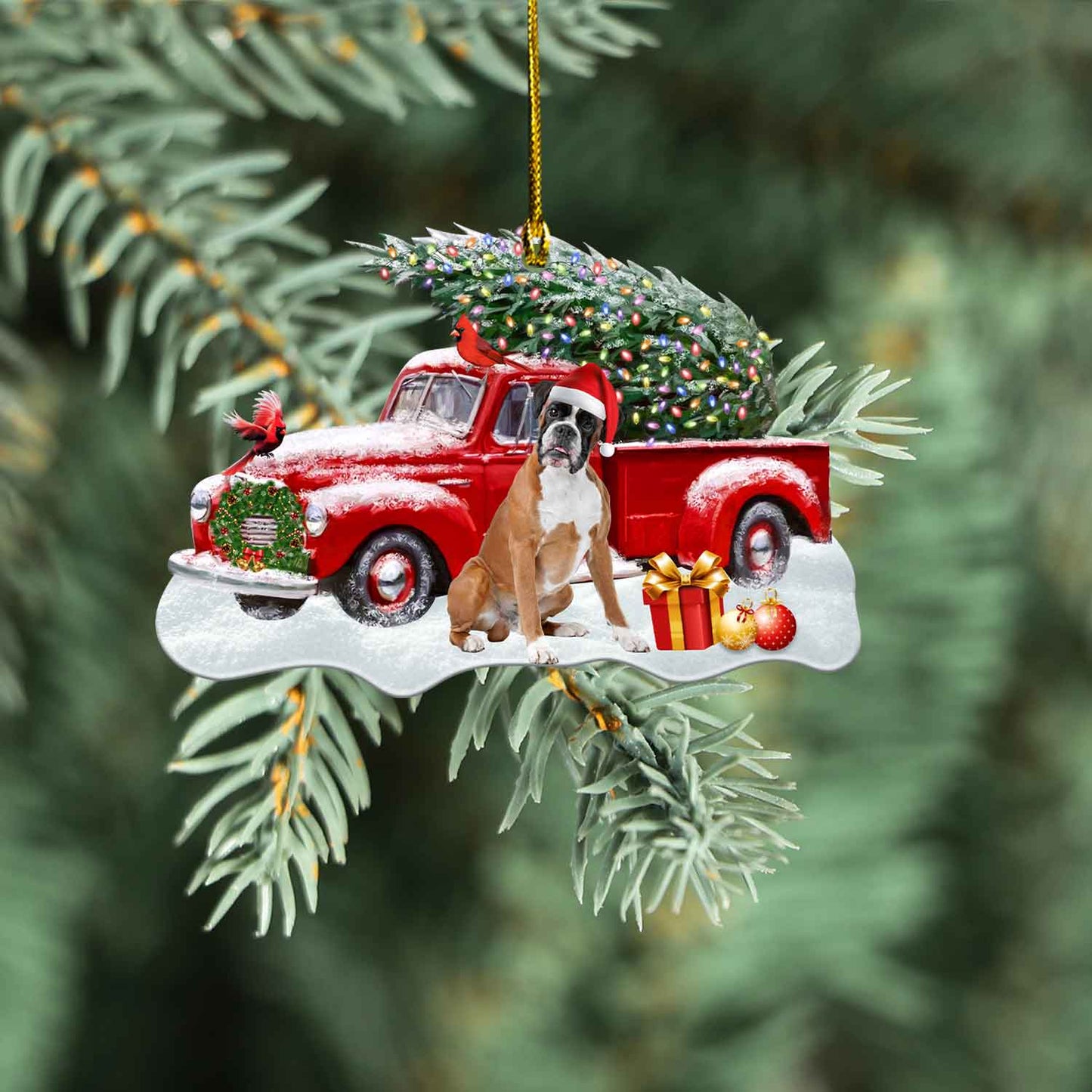 Petthouse | Boxer Dog Christmas Car Hanging, Boxer Pickup Truck Ornament, Boxer Owner Gift, Boxer Lovers