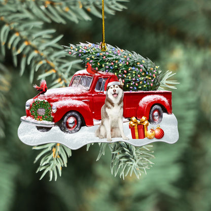 Petthouse | Siberian Husky Cardinal Car Red Merry Christmas Ornament Christmas  Gift