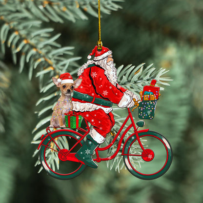 Petthouse | Santa Ride Bicycle With Chihuahua Car Ornament Dog Lover Ornament Xmas Gift