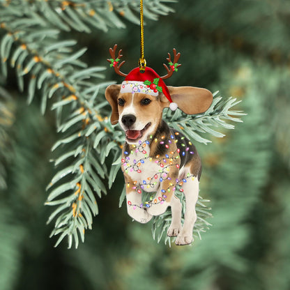 Petthouse | Cute Beagle Christmas Car Hanging Ornament Beagle Dog Believe In Santa Paw