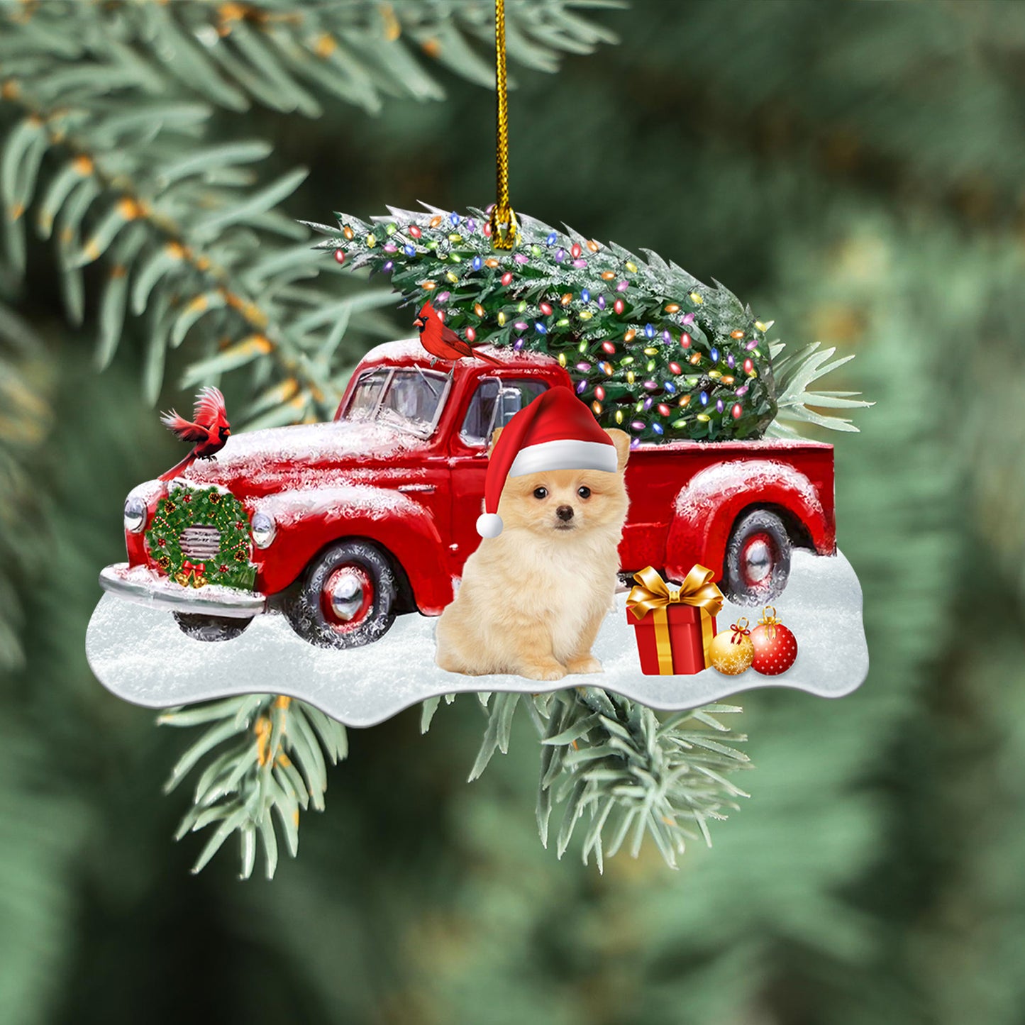 Petthouse | Pomeranian Cardinal Car Red Merry Christmas Ornament \nchristmas  Gift Dog Lover Gift