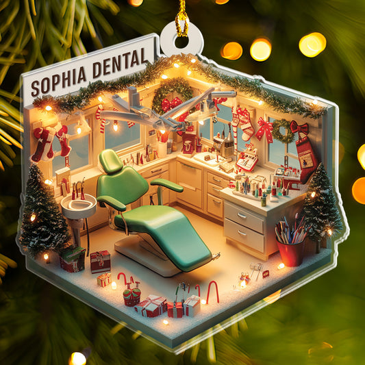 Petthouse | Personalized Dental 2d Flat Printed Acrylic Ornament Not 3d, Dentist Christmas Gift, Dental Xmas Ornament