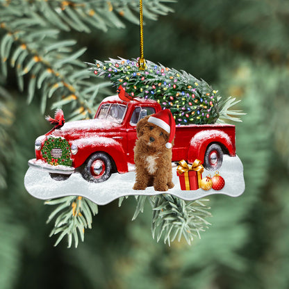 Petthouse | Cavapoo Christmas Santa Ornament, Cavapoo Christmas Truck Ornament, Cavapoo Memorial