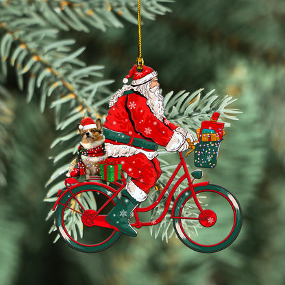 Petthouse | Santa Cycling With Corgi Car Hanging Ornament Cute Corgi Ornament Christmas Gift