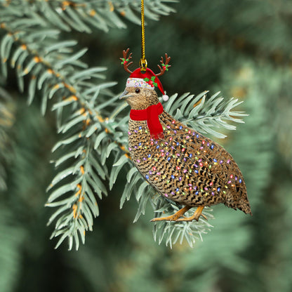 Petthouse | Brown Quail Christmas Ornament Bird Merry Christmas Car Hanging Ornament Xmas Gift