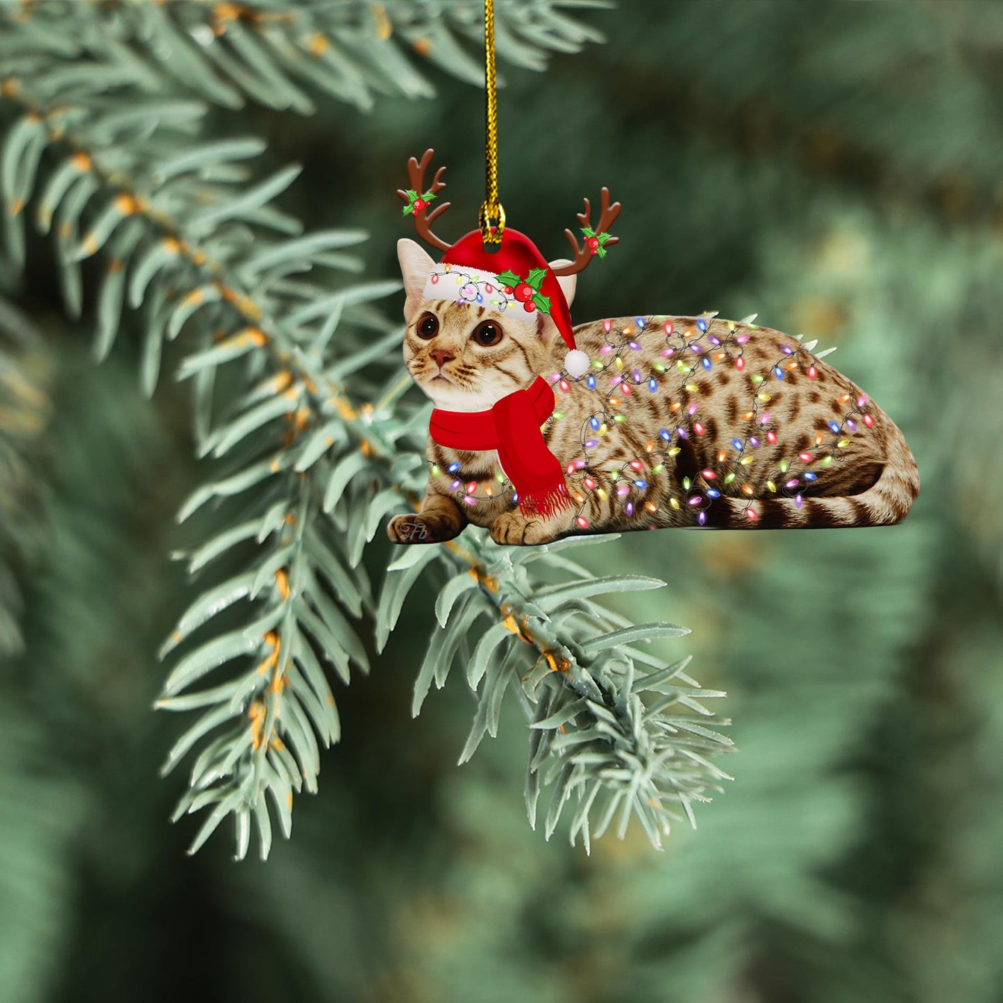 Petthouse | Bengal Cat Christmas Ornament, Cute Bengal Xmas Ornament, Bengal Cat Xmas Light Ornament