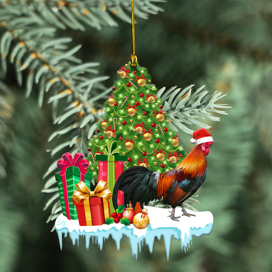 Petthouse | Chicken Christmas Home Decor, Christmas Tree Chicken Car Decor, Farm Santa Chicken Lover