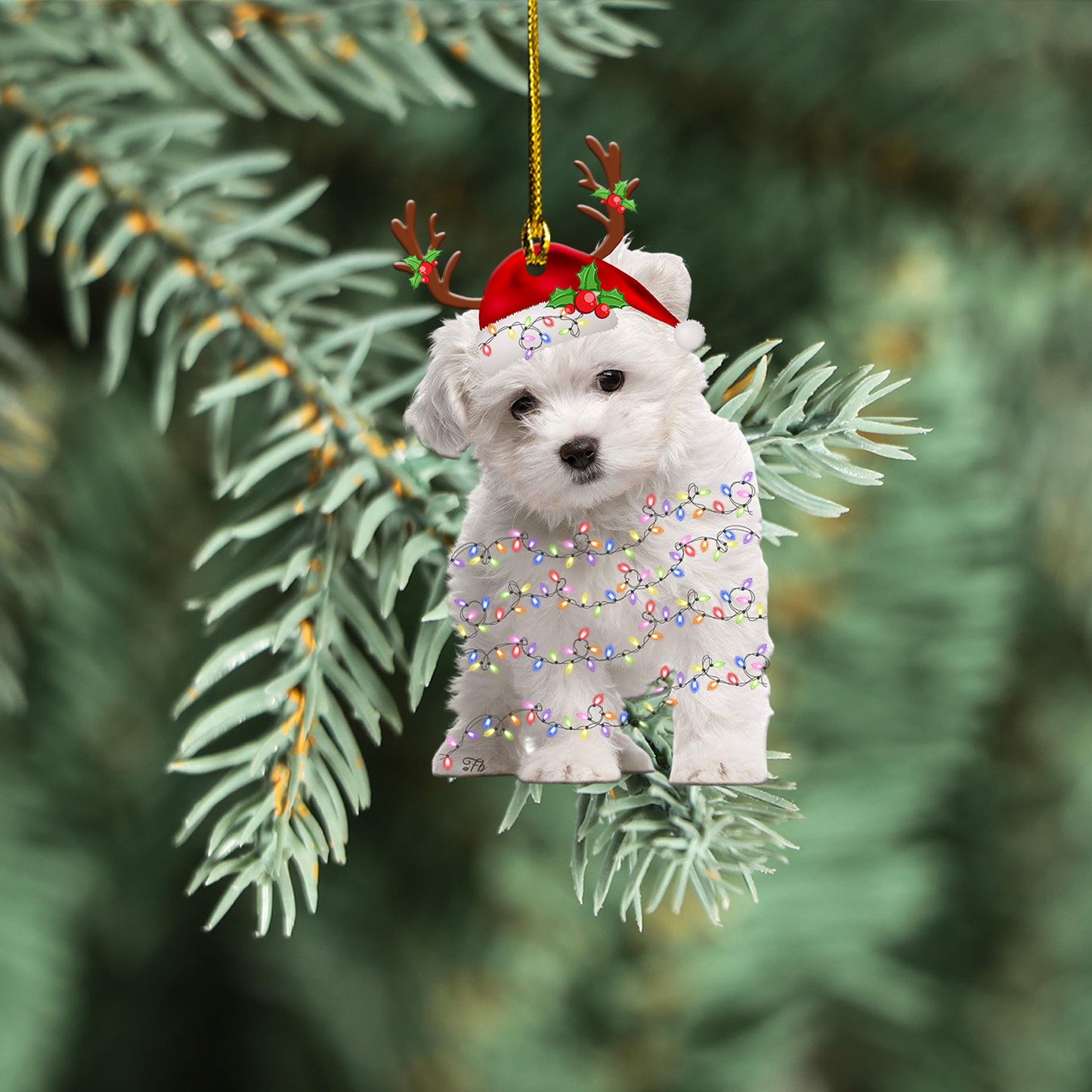 Petthouse | Maltese Dog Ornament Maltese Dog Merry Christmas Ornament Dog Lover Gift Xmas Gift