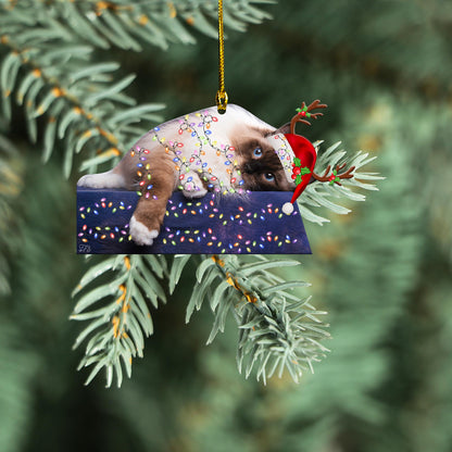 Petthouse | Cute Siamese Cat Xmas Ornament, Siamese Christmas Light Ornament, Siamese Cat Lovers