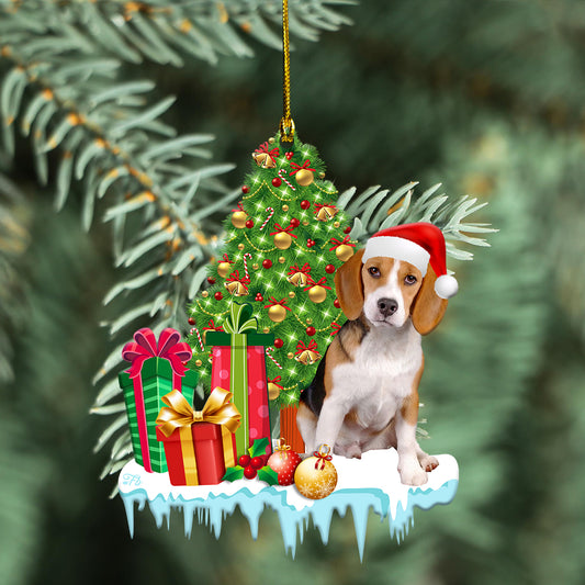 Petthouse | Beagle Welcome Christmas Tree Decoration, Beagle Sit Beside Tree Car Hanging, Dog Lover