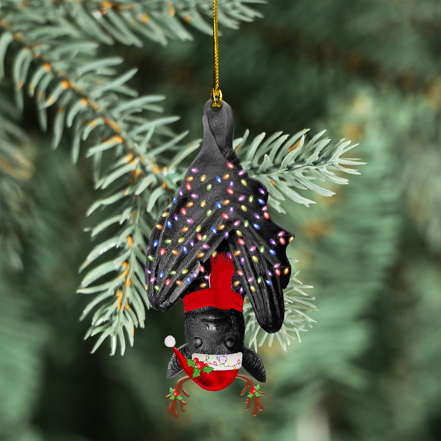 Petthouse | Bat Sleeping Christmas Car Ornament, Bat Wear Santa Hat Home Decor, Christmas Gift