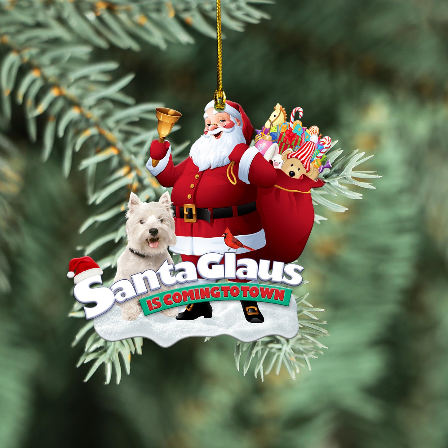 Petthouse | West Highland White Terrier Xmas Ornament Dog Santa Claus Ornament Merry Christmas Gift