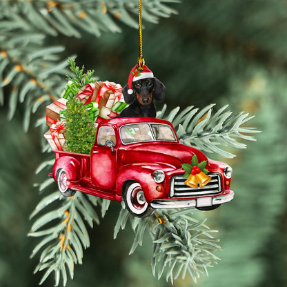 Petthouse | Dachshund Dog Car Ornament, Dachshund Merry Christmas Ornament, Dachshund Owner Gift