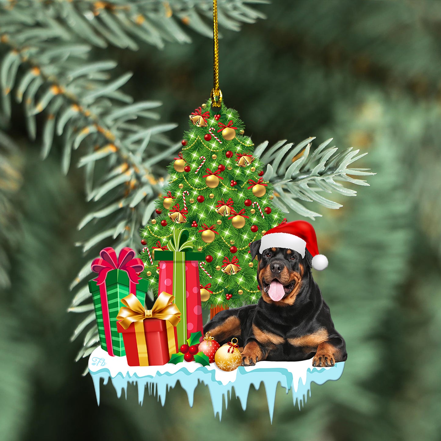 Petthouse | Rottweiler Christmas Ornament, Rottweiler Xmas Tree Car Ornament, Rottweiler Owner Gift