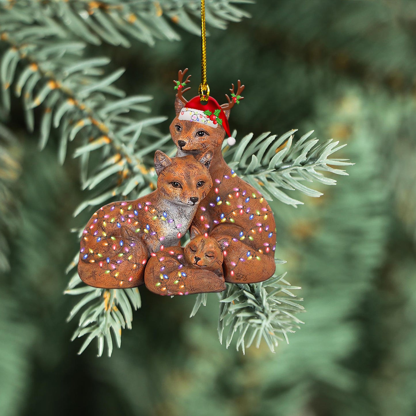 Petthouse | Fox Family Ornament, Christmas Fox Family Car Ornament, Family Gift, Xmas Home Decor