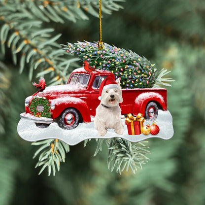 Petthouse | West Highland White Terrier Christmas Ornament, Westie Christmas Truck Ornament, Dog Lover