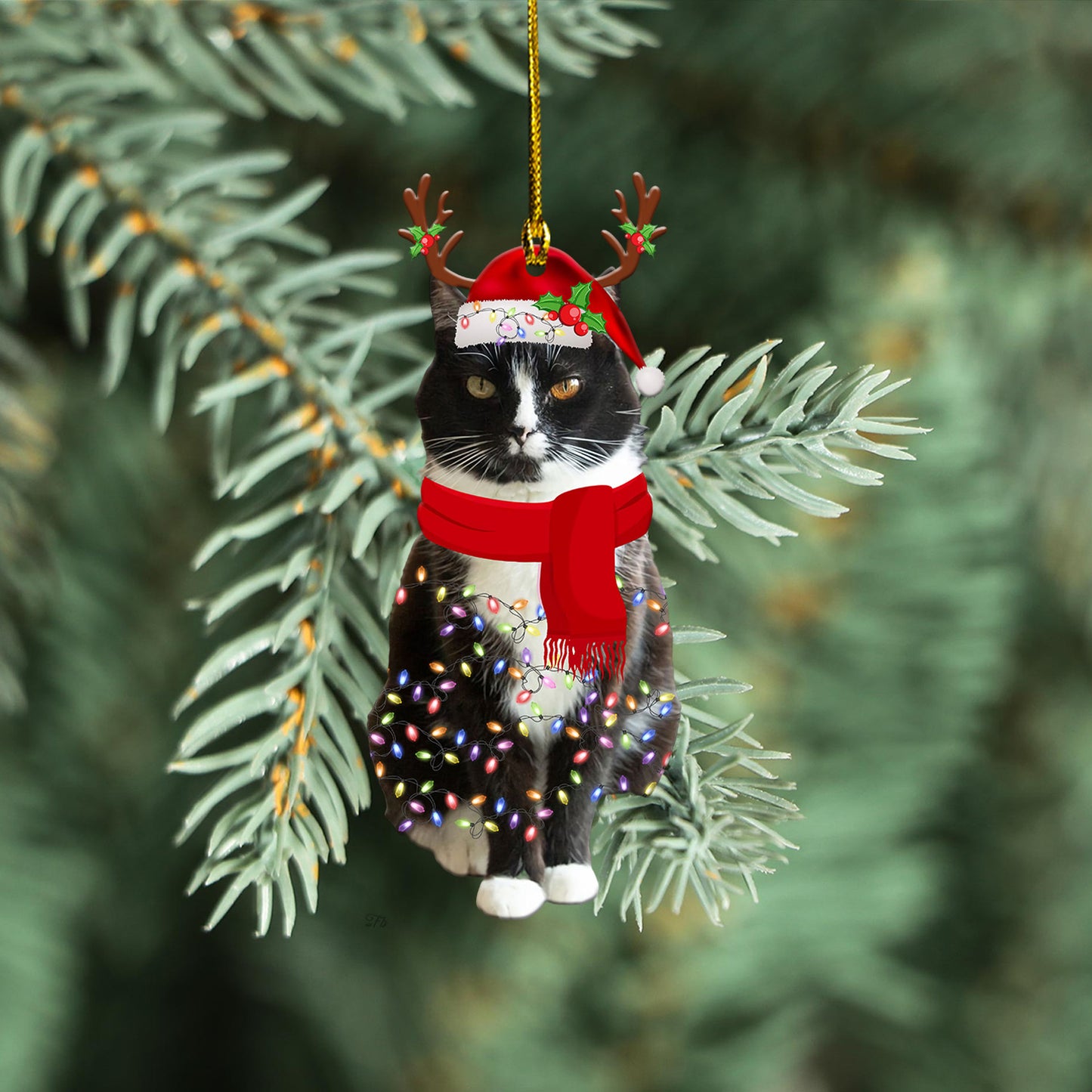 Petthouse | Bicolor Cat Christmas Car Hanging Ornament Cat Lover Ornament Cat Addict Gift