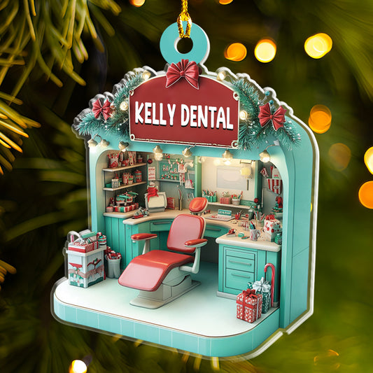 Petthouse | Personalized Dental Hygiene Room Christmas 2d Acrylic Ornament, Gift For Dentist Christmas